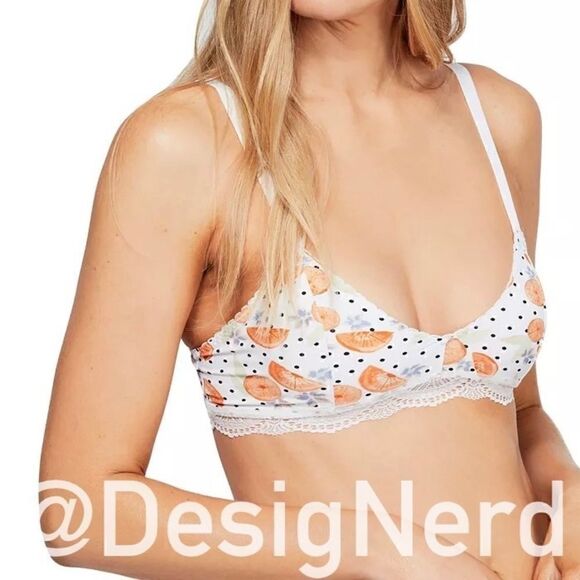 INTIMATELY FREE PEOPLE MARI BRALETTE IN IVORY CITRUS COMBO SOFT CUP BRA ORANGES - Picture 4 of 11